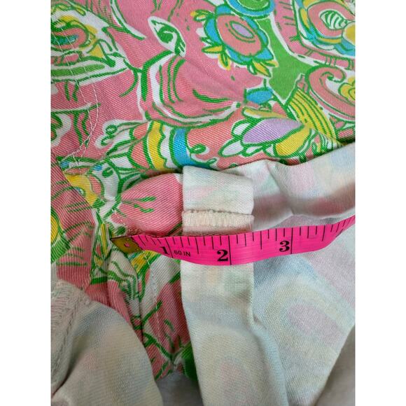 Lilly Pulitzer Clifton Stretch Denim Short Pink Green Blue Elephant Women Size 2 - Picture 12 of 12